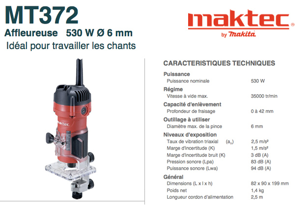 Affleureuse Maktec MT372 Makita