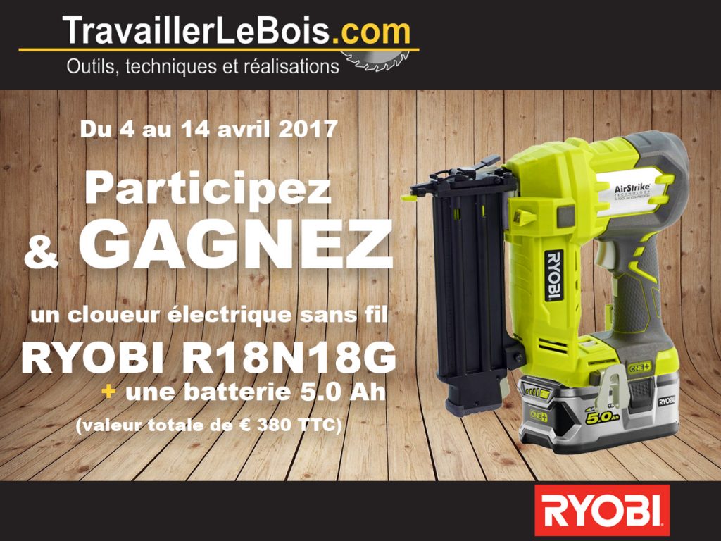 Concours cloueur électrique RYOBI R18N18G